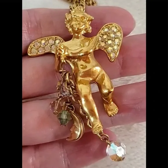 Kirks Folly Angel, Rhinestones, & Charms Necklace - Picture 9 of 12